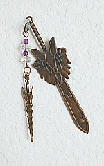 brass weapon bookmark-3 with Czech crystal dangle