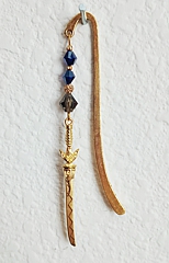 brass bookmark-weapons 6 with sword and crystal dangles