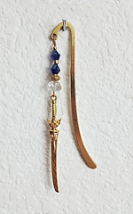 weapons bookmark 7 with sword and Czech crystal dangle